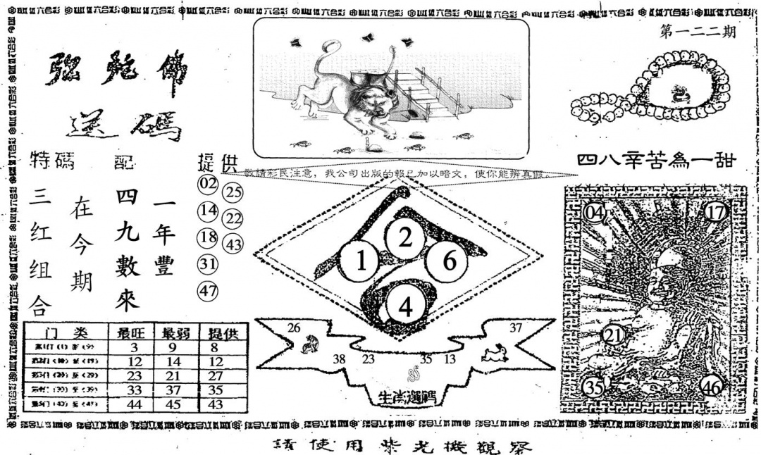 六合彩122期老弥陀佛(黑白)