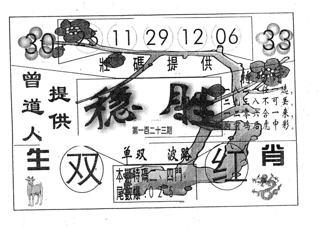 六合彩123期稳胜(黑白)