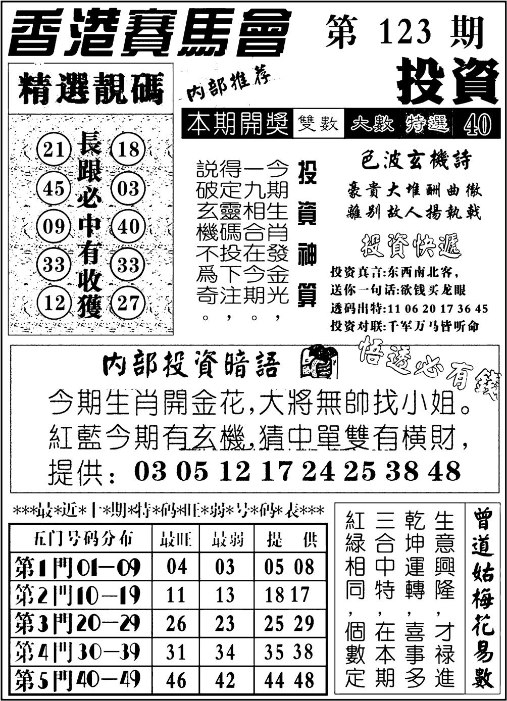 六合彩123期九龙投资(黑白)