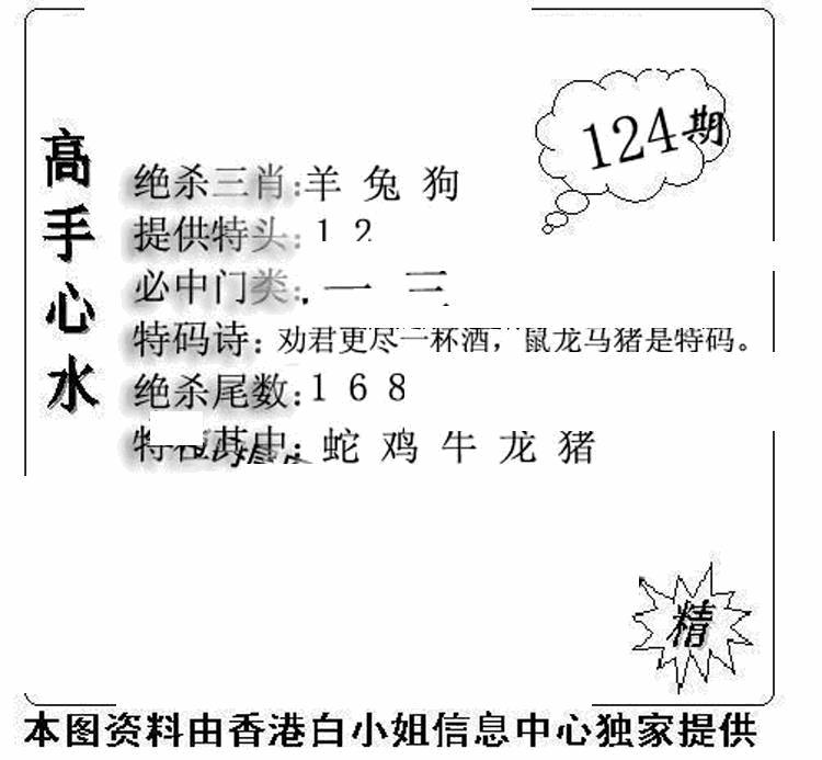 六合彩124期老曾道人攻略(黑白)