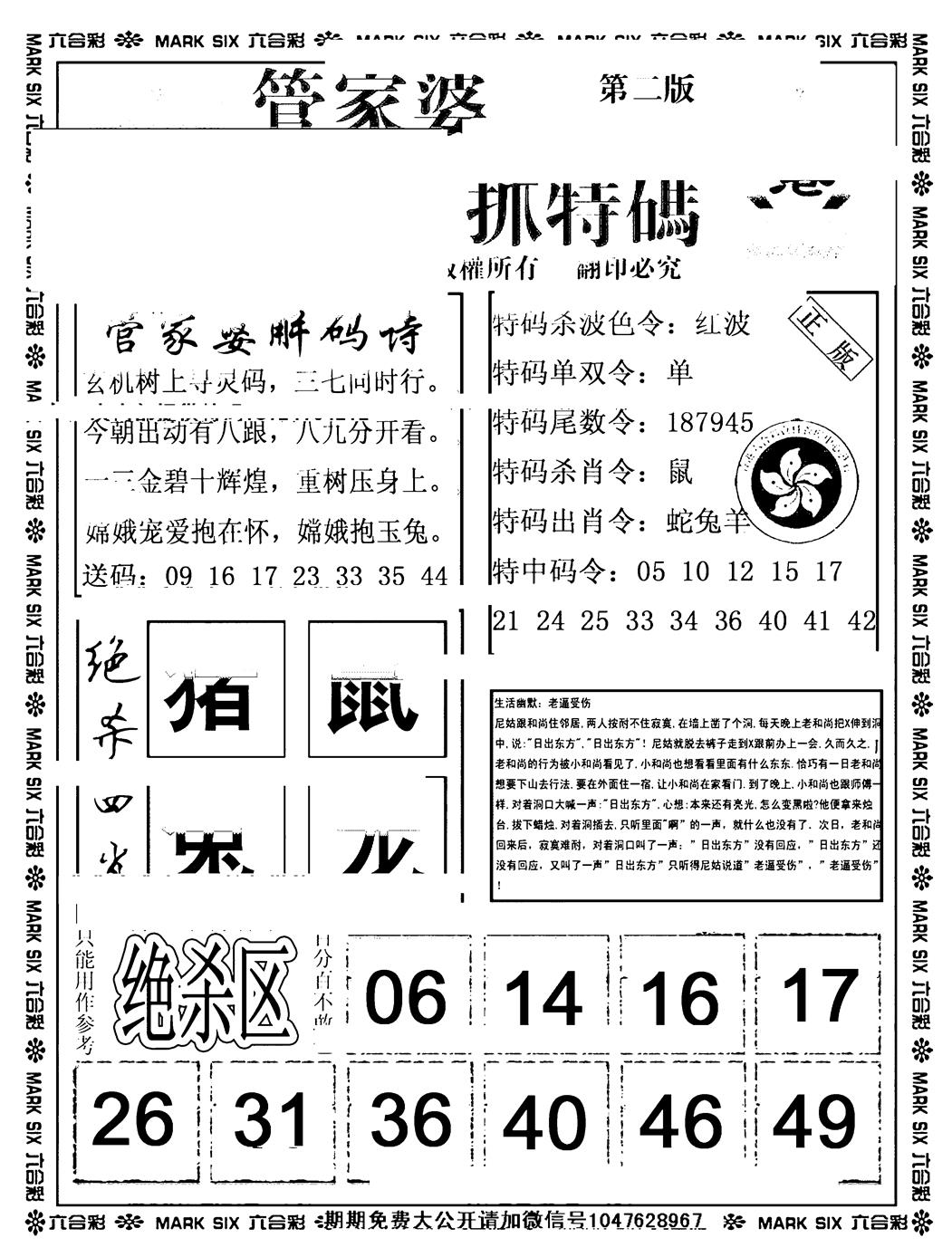 六合彩124期管家婆抓特码B(正版)(黑白)