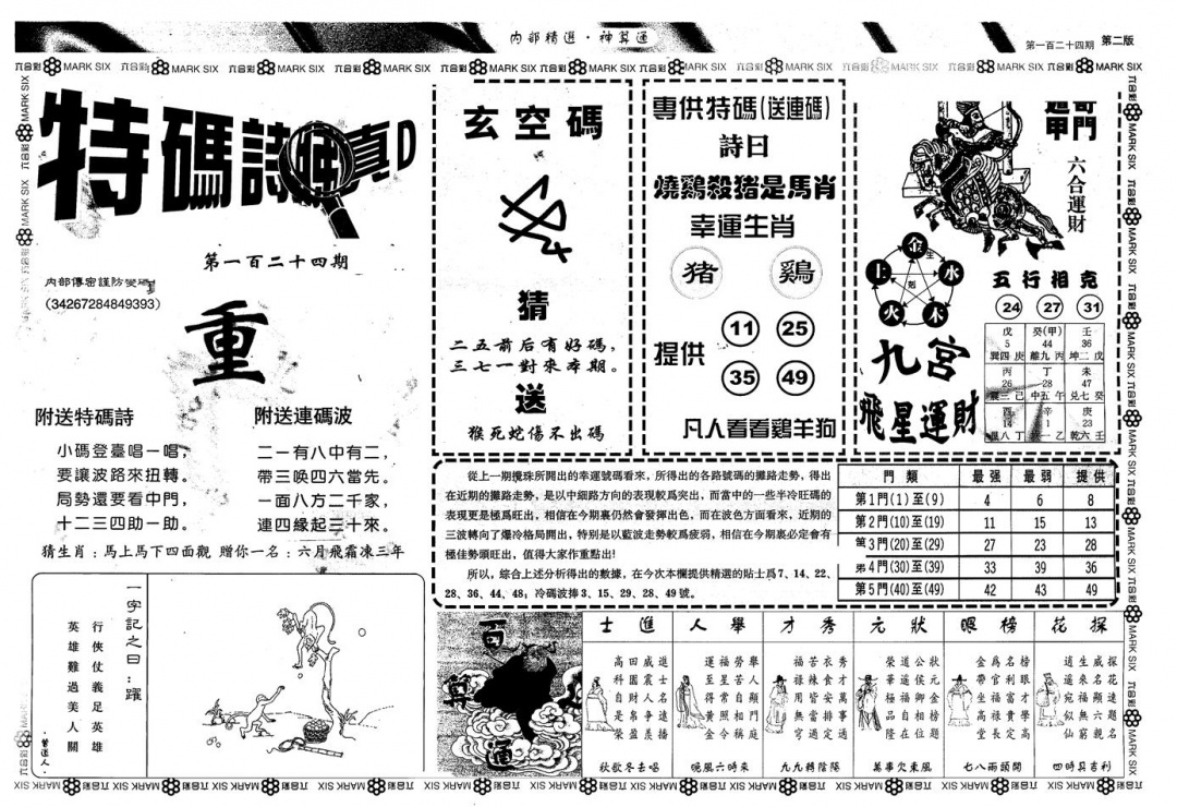 六合彩124期另版内精神算通B(黑白)