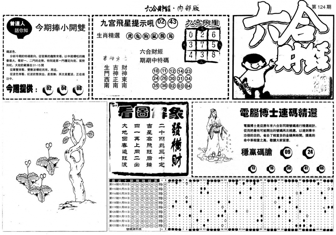 六合彩124期另版中财经A(黑白)