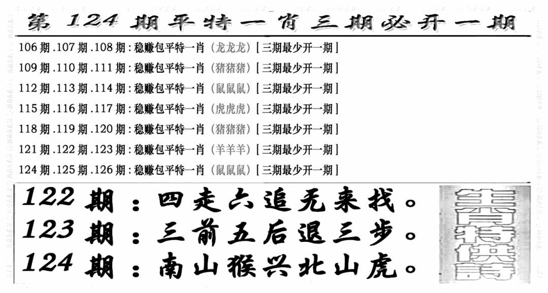 六合彩124期玄机特码(新图)(黑白)