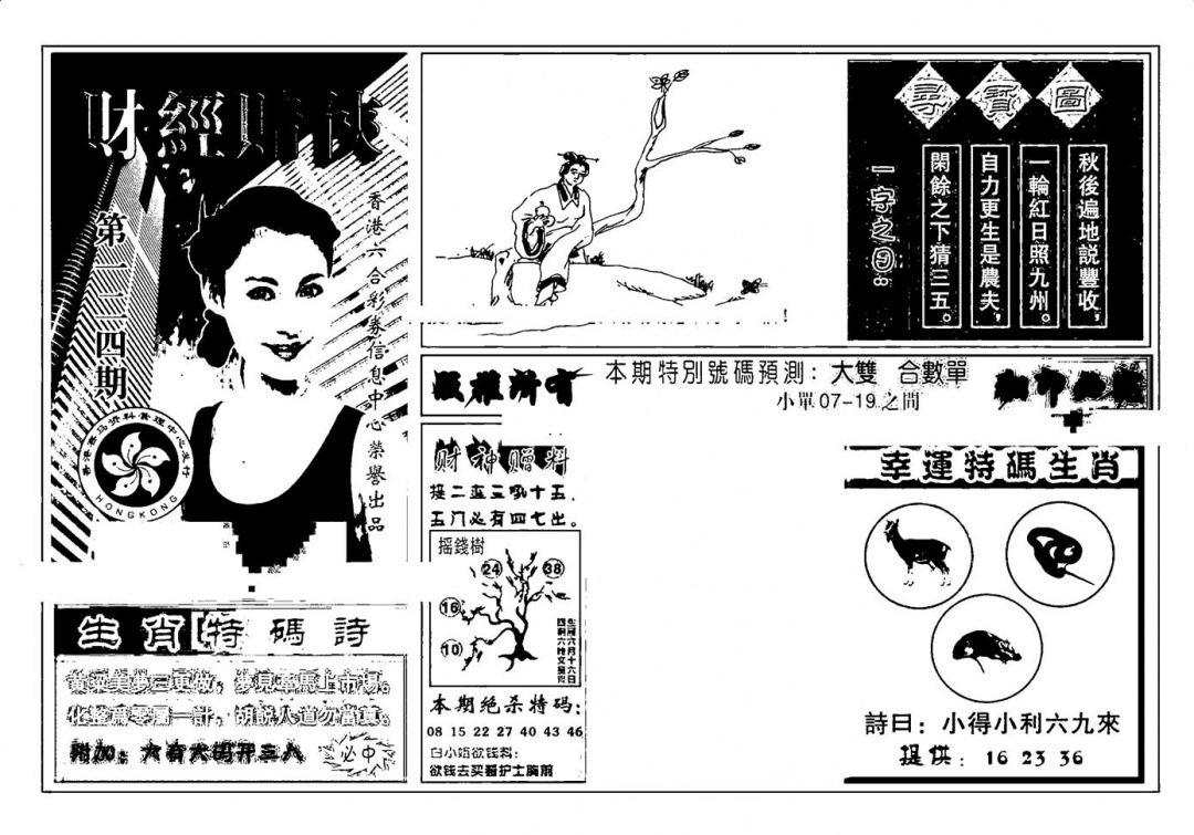 六合彩124期六合彩大三元(新图)(黑白)