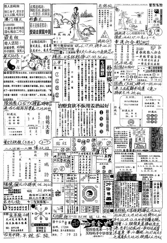 六合彩125期新版手写综合资料B(黑白)