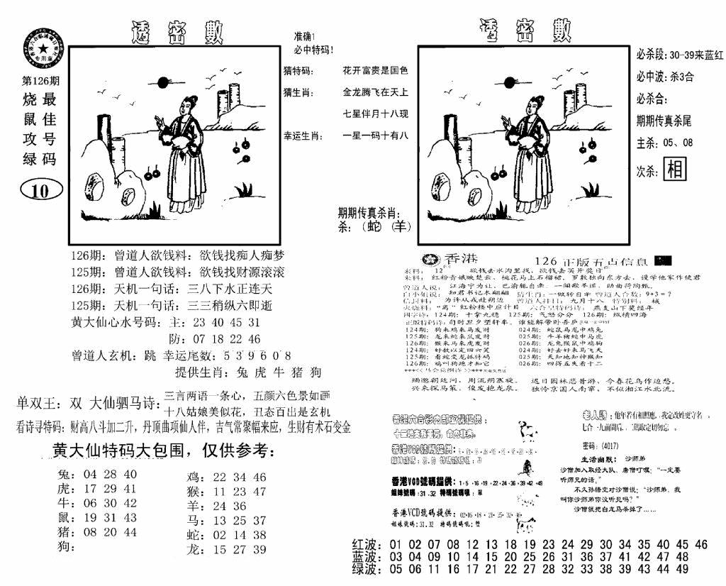 六合彩126期诸葛透密数(新图)(黑白)
