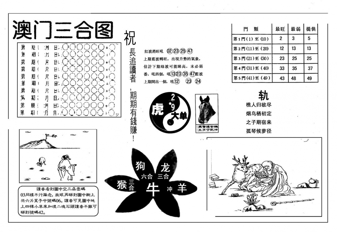 六合彩128期另版澳门三合(黑白)