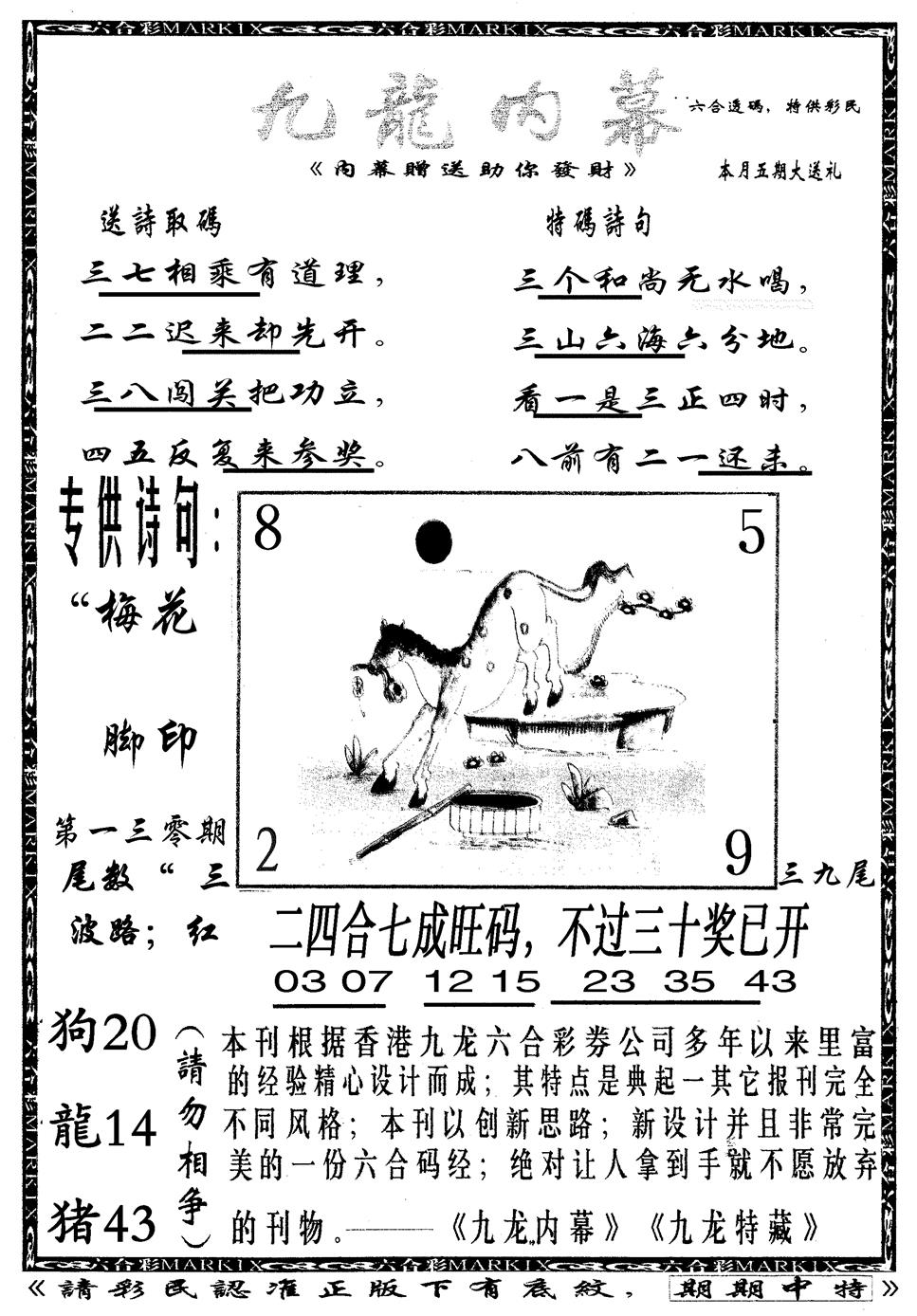 六合彩130期九龙内幕B(黑白)