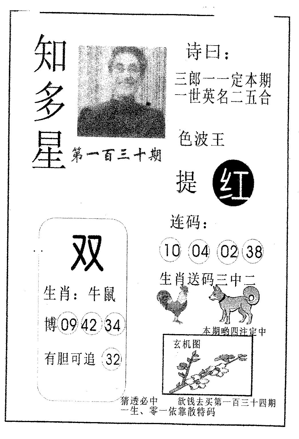 六合彩130期知多星(黑白)