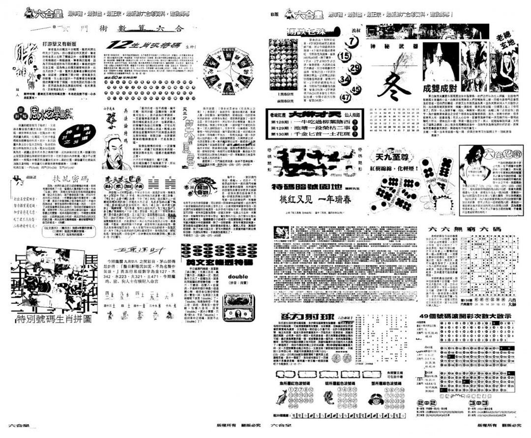 六合彩130期另版六合皇B(黑白)