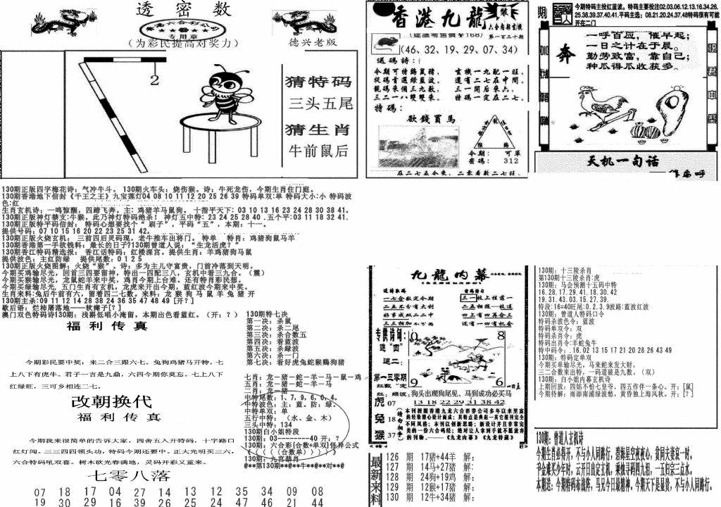 六合彩130期新透密数A(新)(黑白)