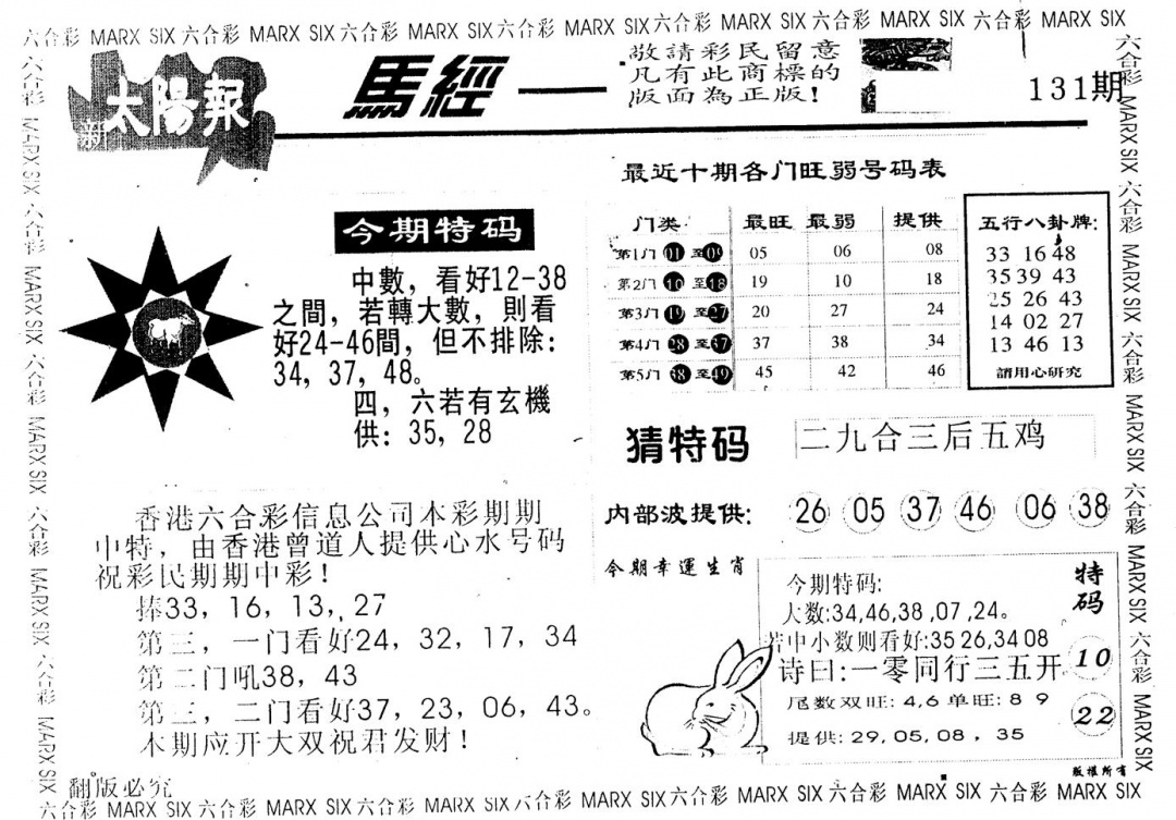 六合彩131期另版太阳报(黑白)