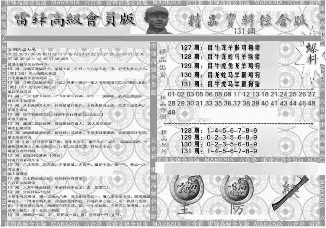 六合彩131期新当天报-4(黑白)