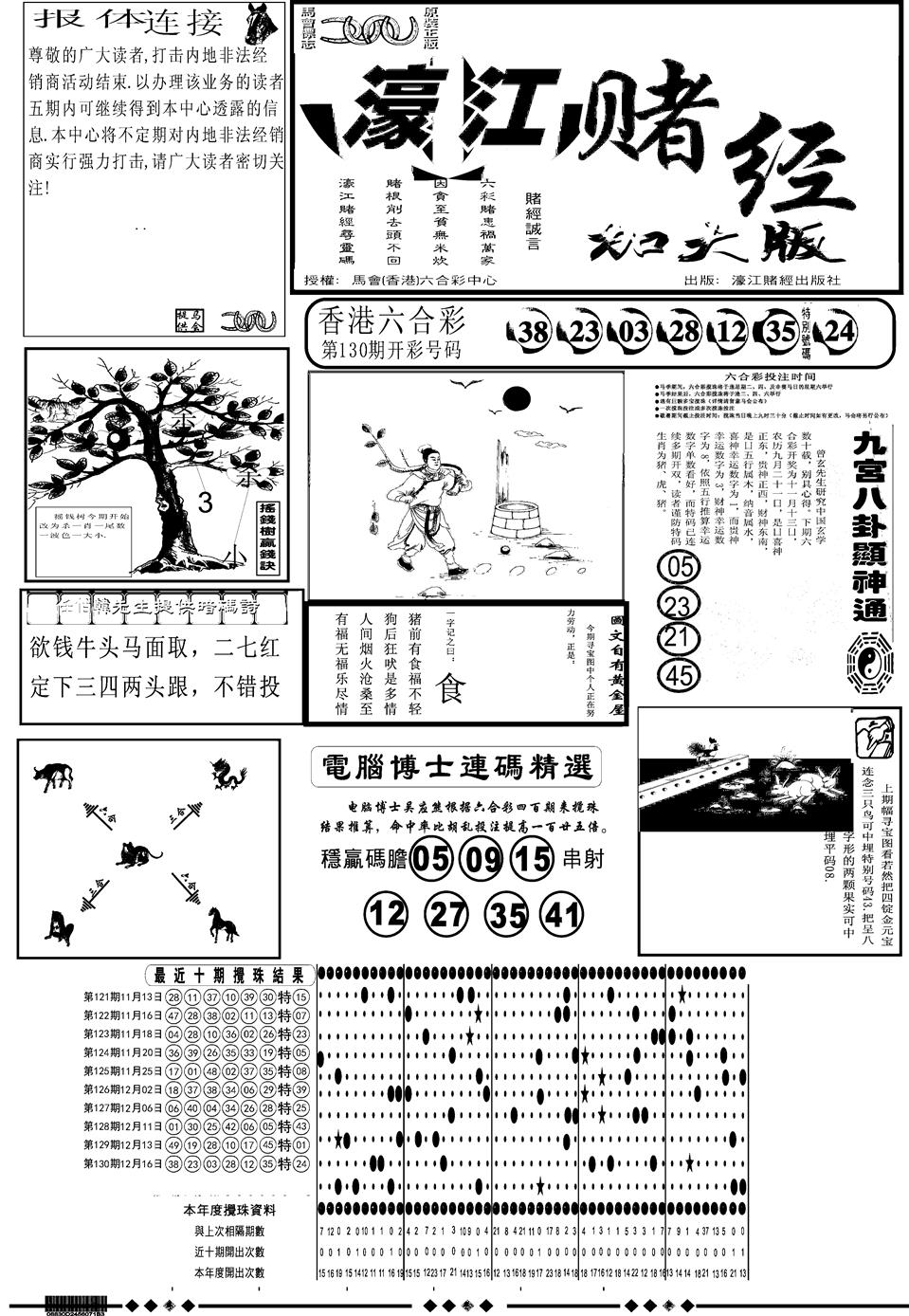 六合彩131期另版大濠江A(黑白)
