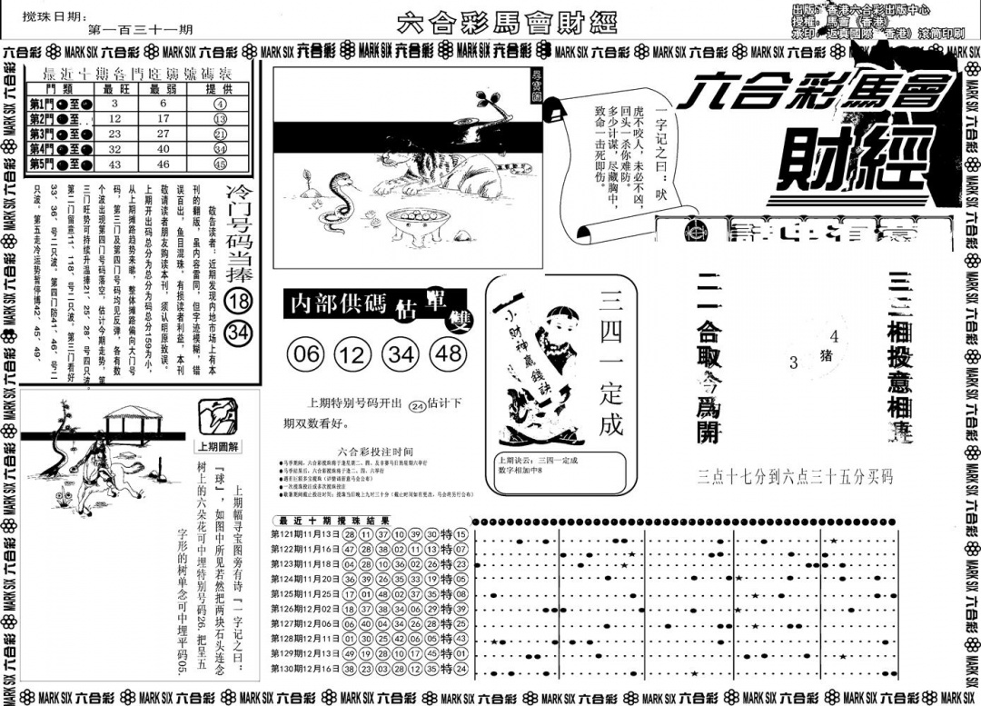六合彩131期另版马会财经A(黑白)