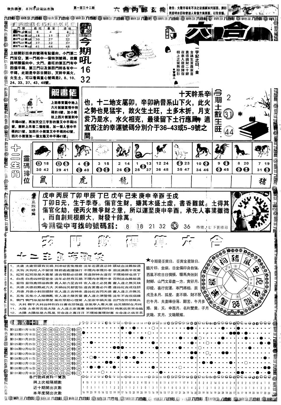 六合彩132期另内部玄机A(黑白)