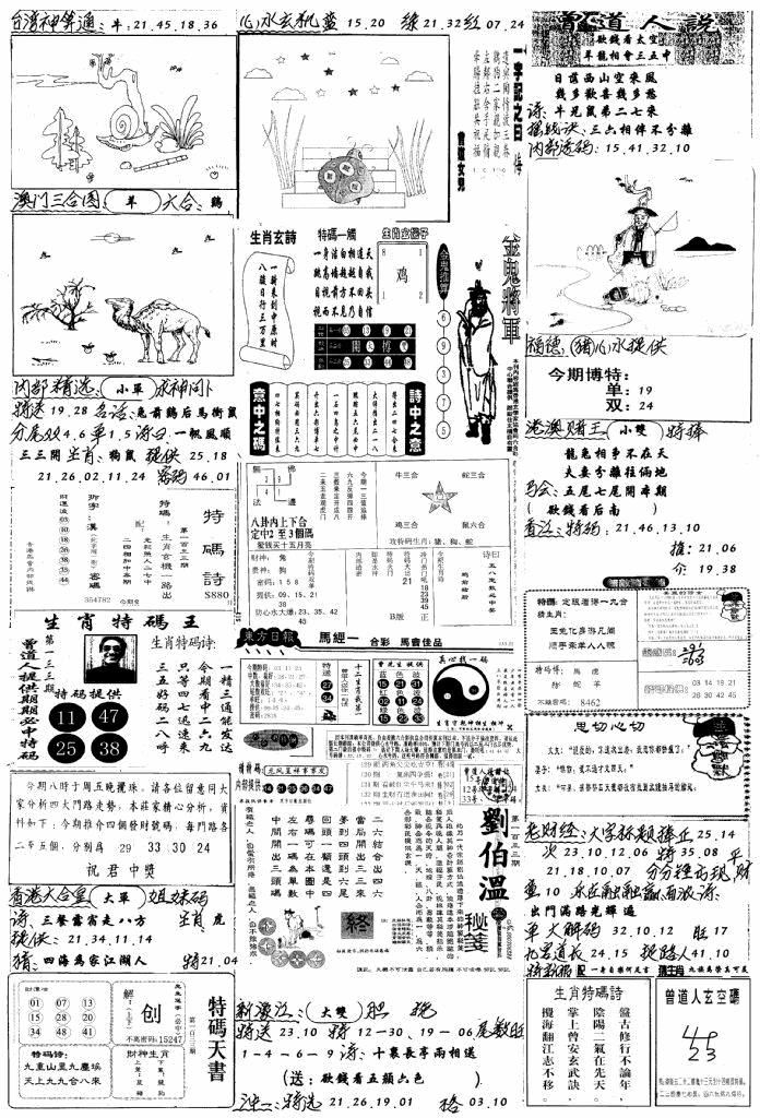 六合彩133期手写综合资料B(黑白)