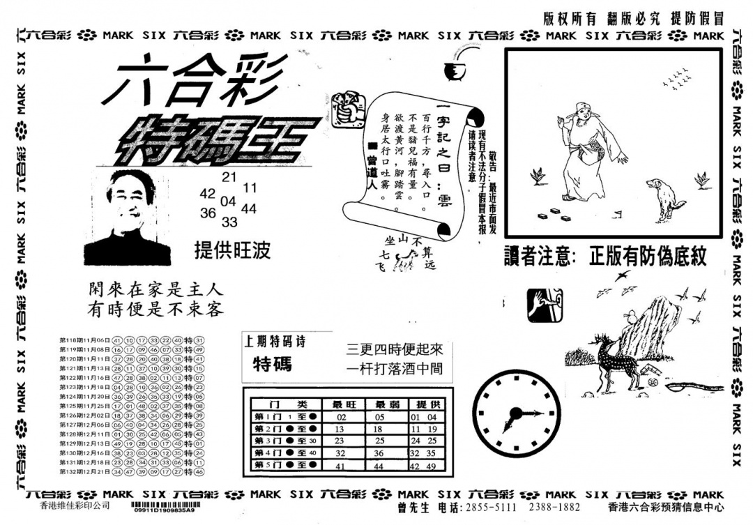 六合彩133期另版特码王(黑白)
