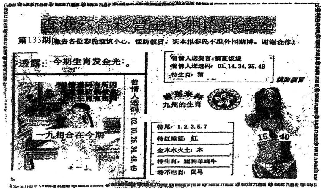 六合彩133期曾金小姐A(黑白)
