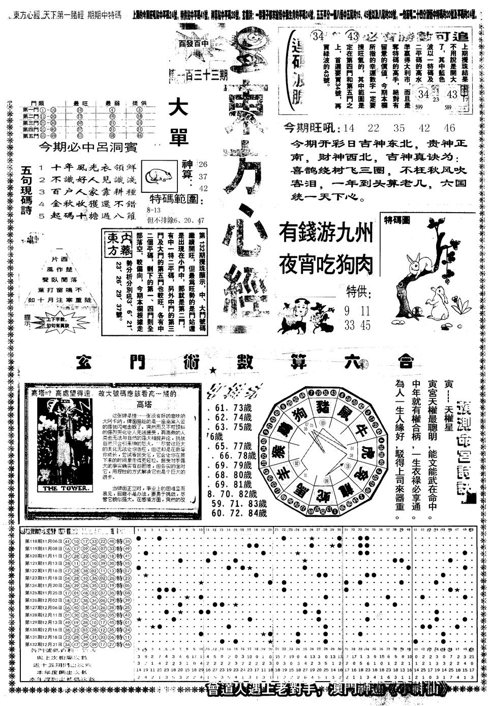 六合彩133期另版东方心经A(黑白)