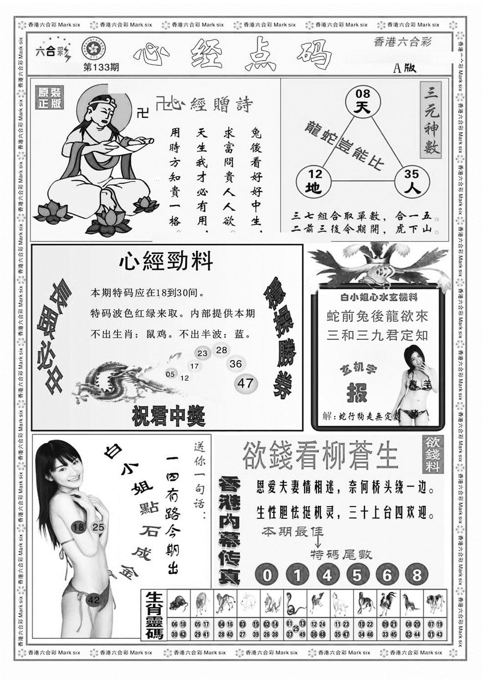 六合彩133期心经点码a（新图）(黑白)