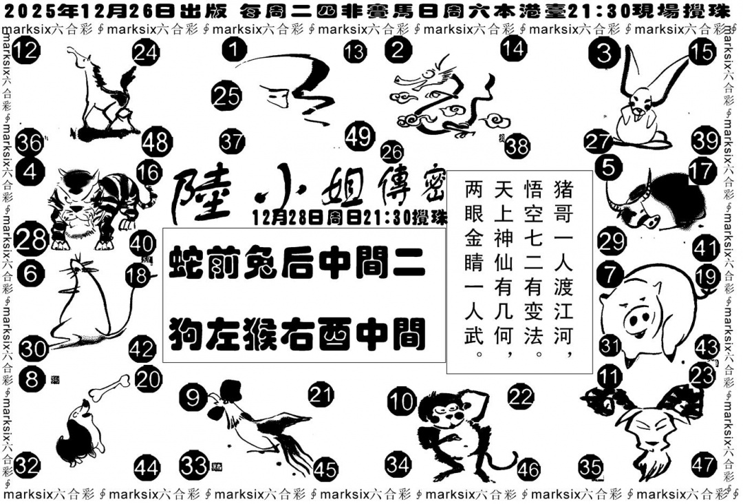 六合彩134期陆小姐传密B(黑白)