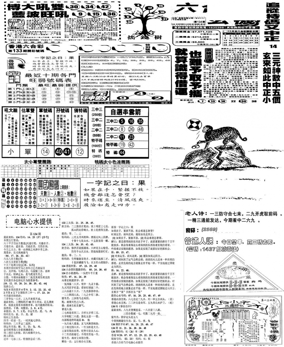 六合彩134期当日报-10(黑白)