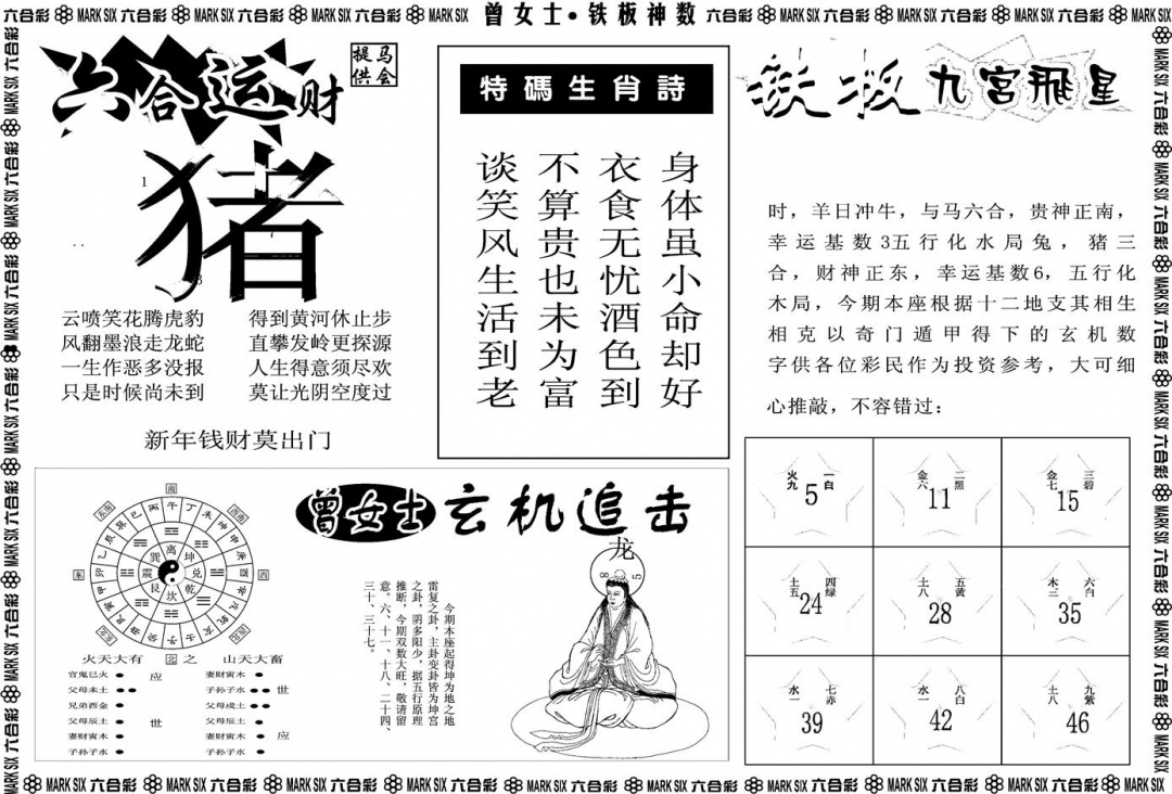 六合彩134期另版曾女士铁板B(黑白)