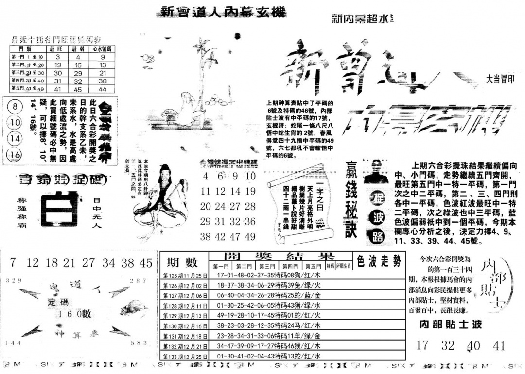 六合彩134期另新内幕A(黑白)
