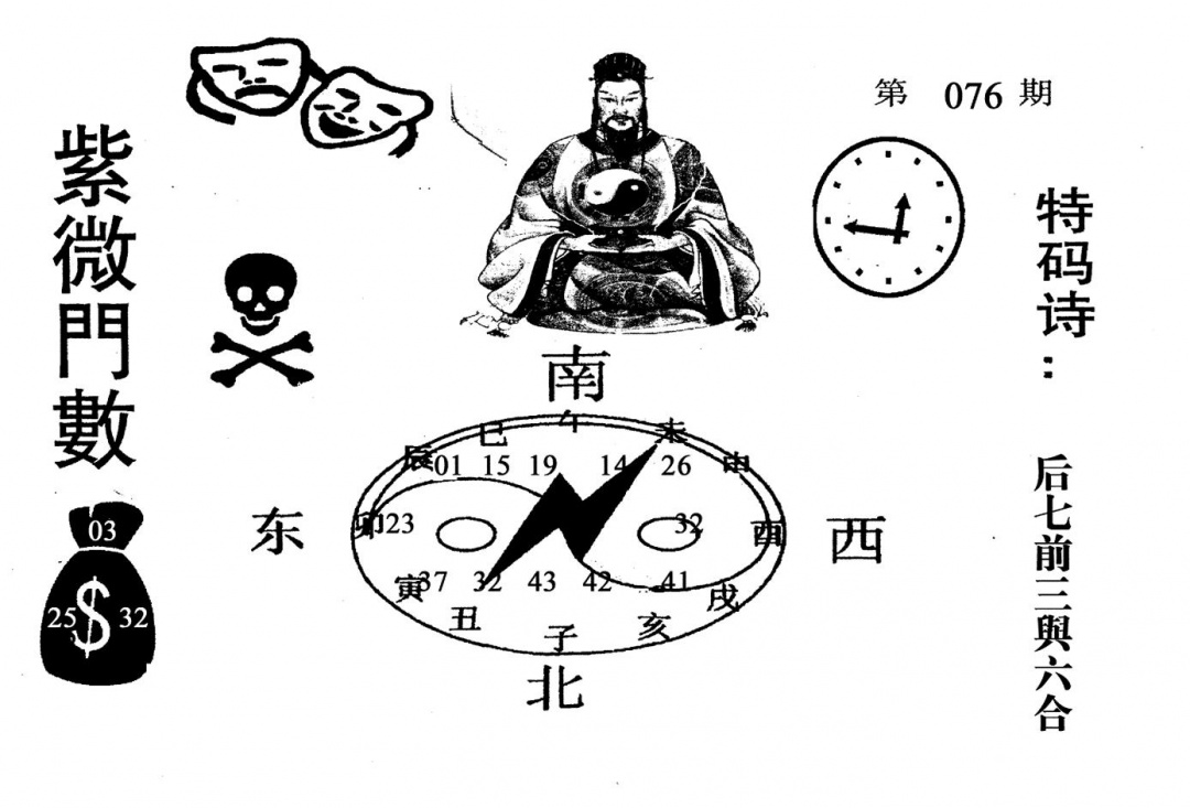 六合彩076期老版紫微倒数(黑白)