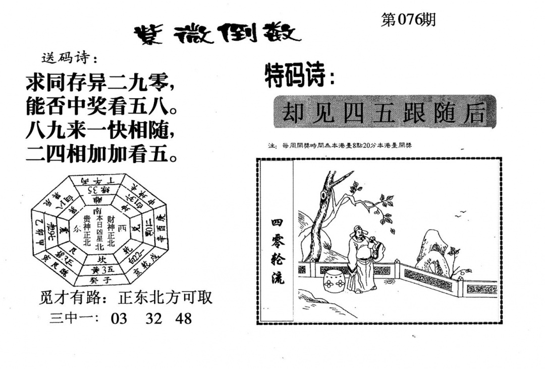 六合彩076期老版紫微门数(黑白)