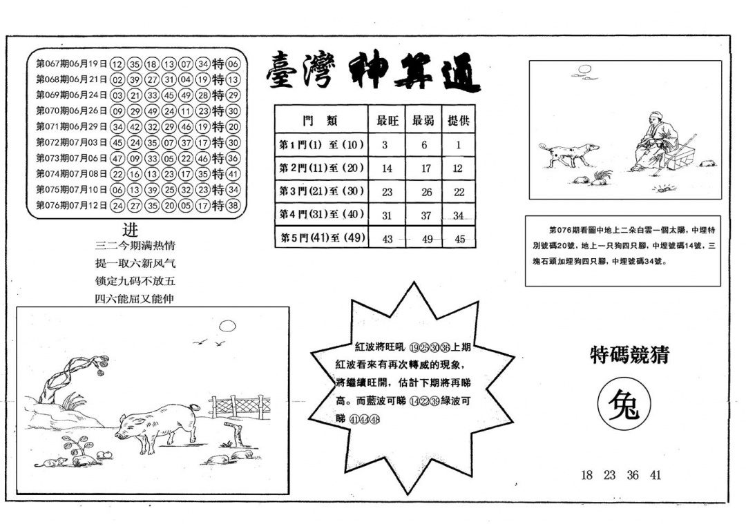 六合彩077期另台湾神算通(黑白)