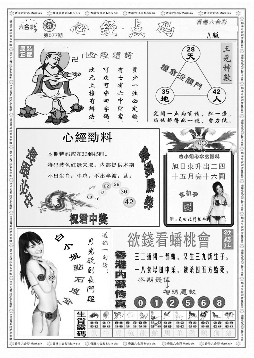 六合彩077期心经点码a（新图）(黑白)