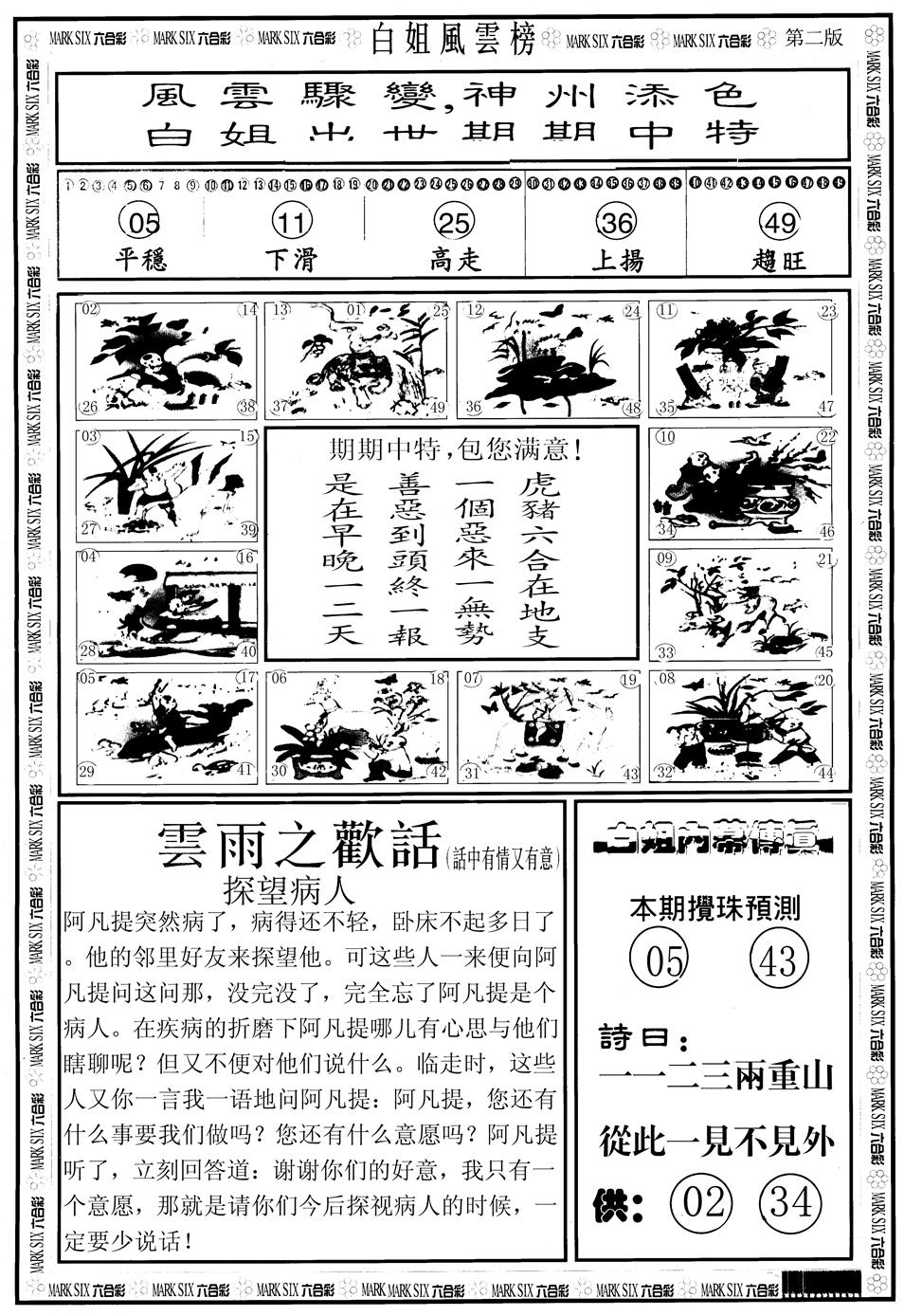 六合彩078期另版白姐风云榜B(黑白)