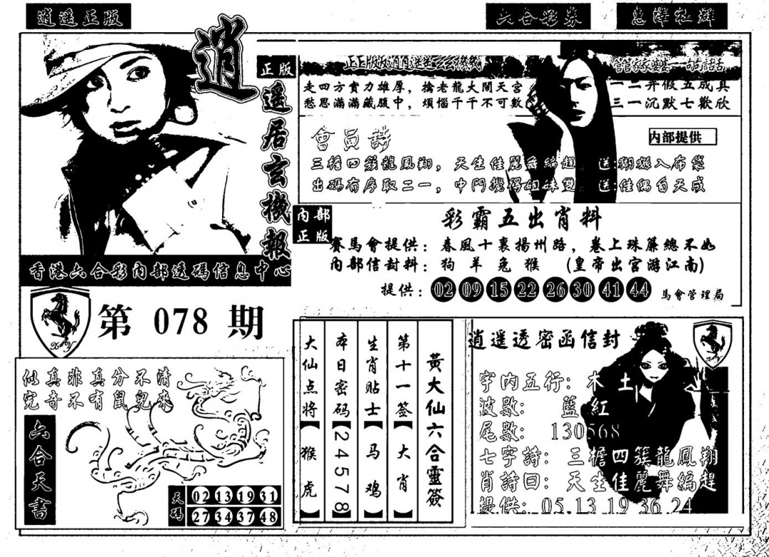 六合彩078期九龙玄机报(黑白)