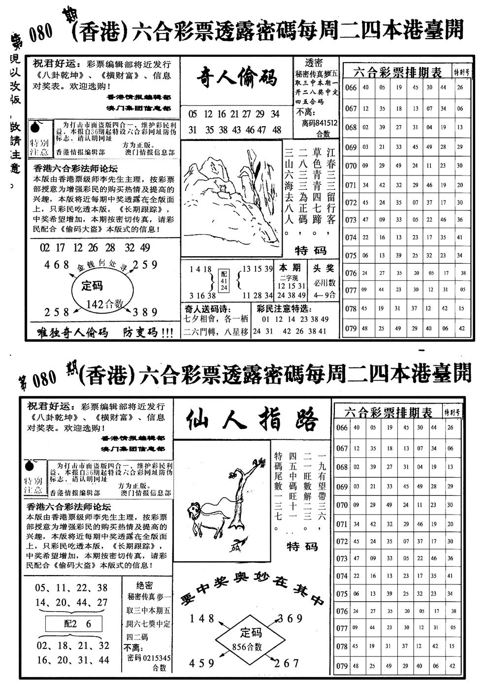 六合彩080期龙仔四合二(黑白)