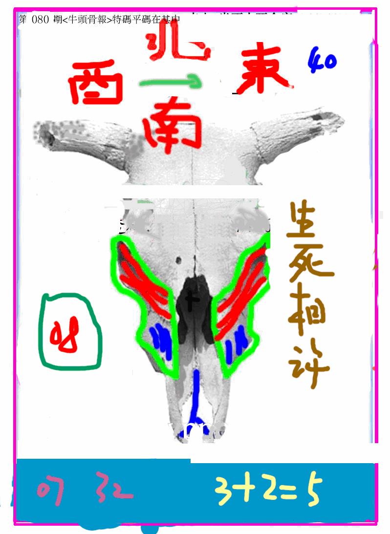 六合彩080期另牛头报(黑白)