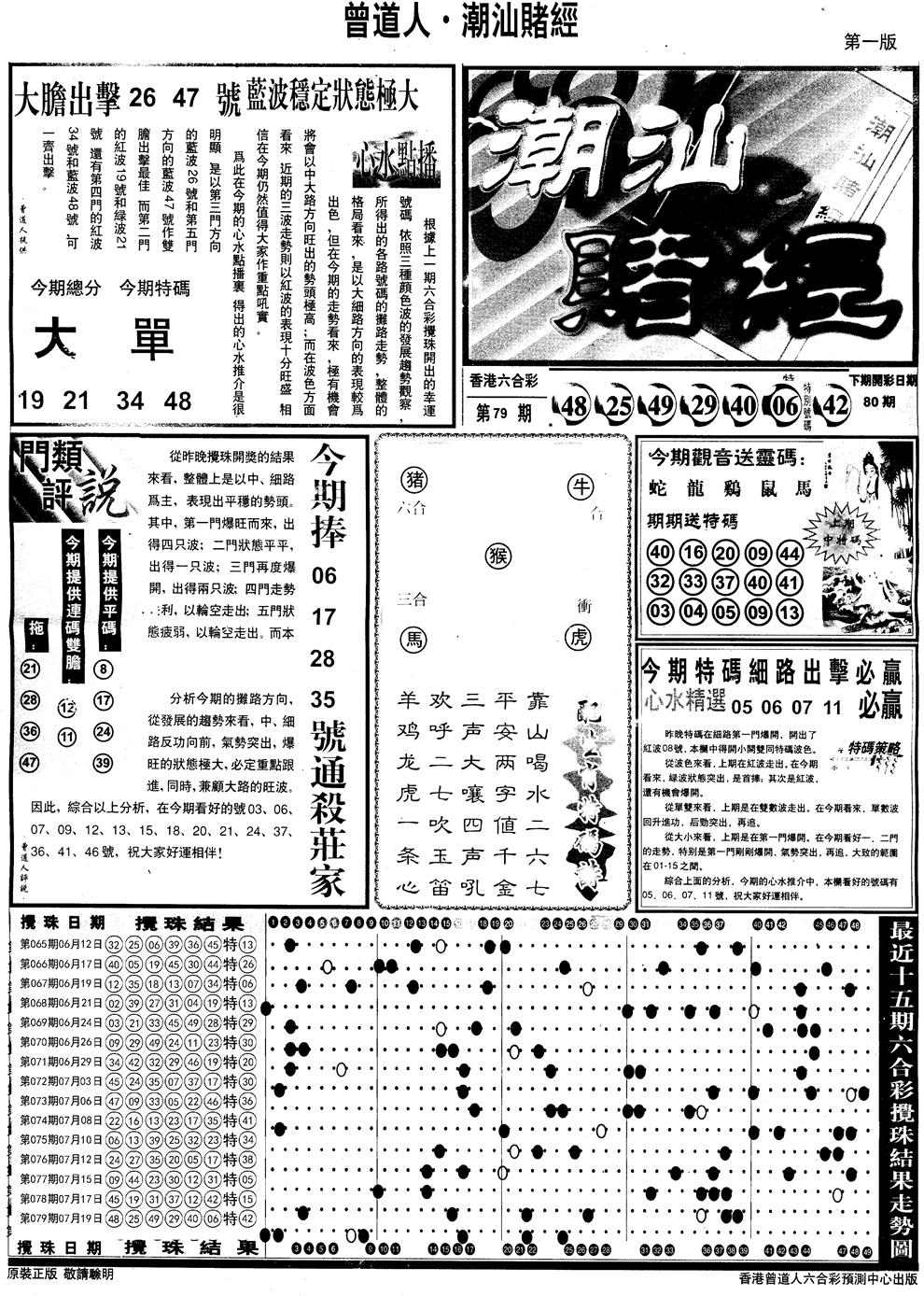 六合彩080期另版潮汕赌经A(黑白)