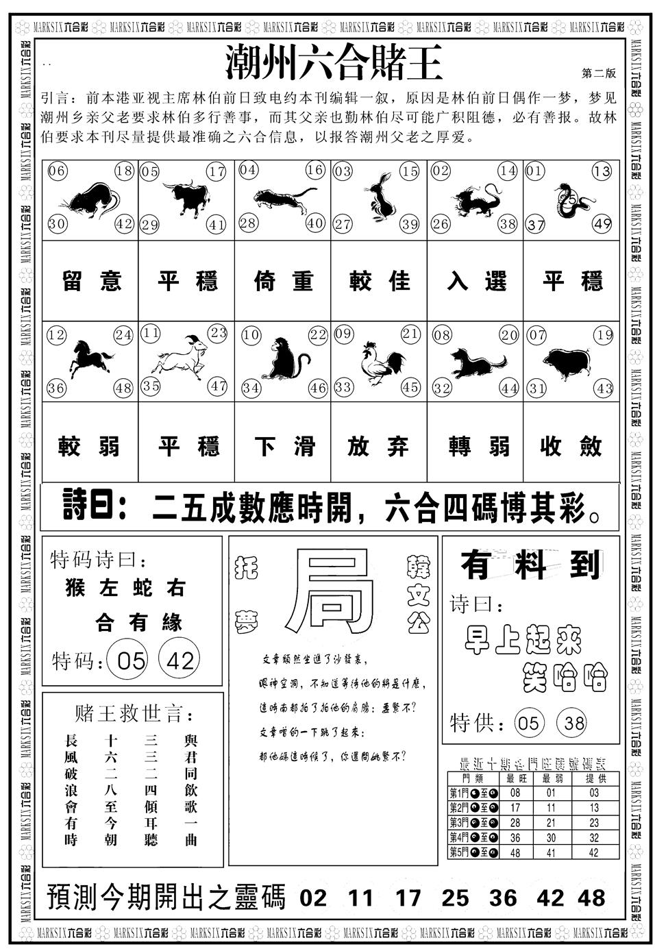 六合彩080期另版潮州六合赌王B(黑白)