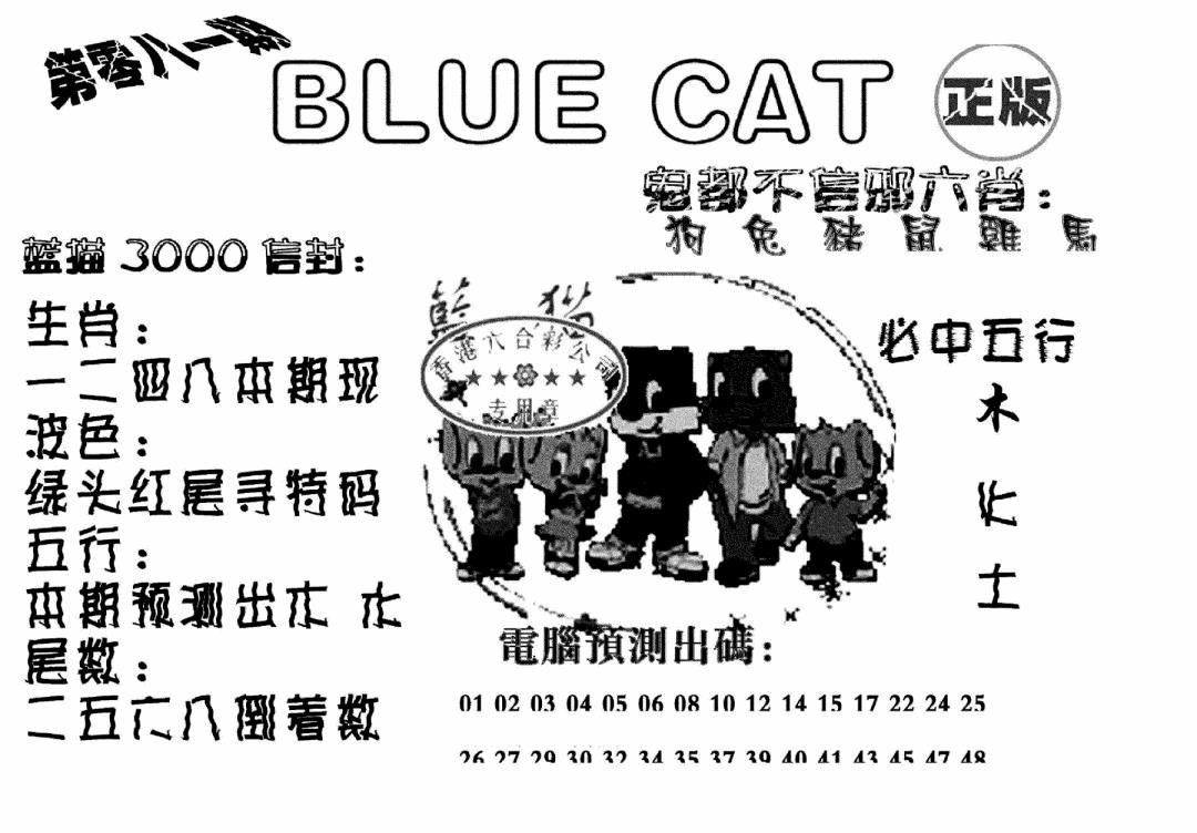 六合彩081期蓝猫Blue Cat(黑白)