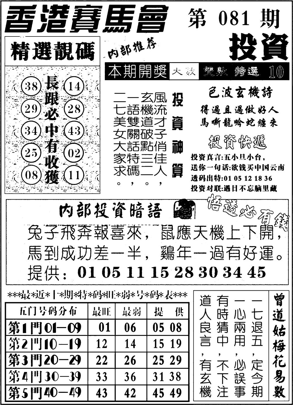 六合彩081期九龙投资(黑白)