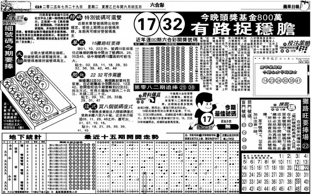 六合彩082期私作苹果报B(自决)(黑白)