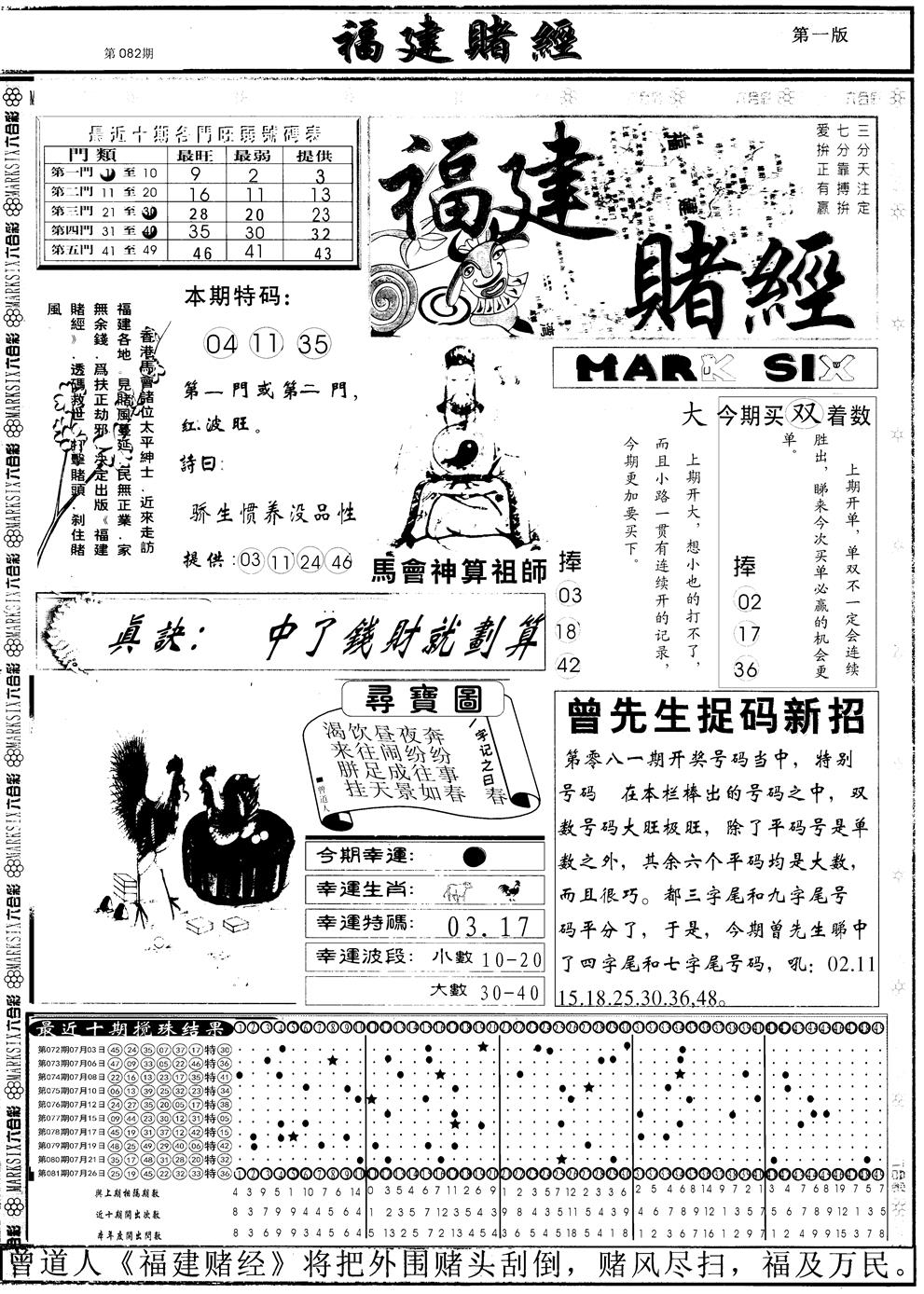 六合彩082期另福建赌经A(黑白)