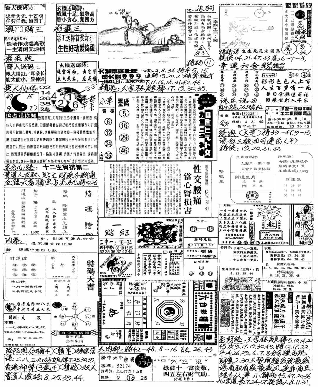 六合彩082期新版手写综合资料B(黑白)