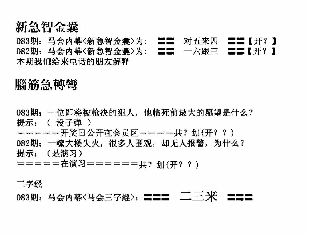 六合彩083期新急智金囊(黑白)