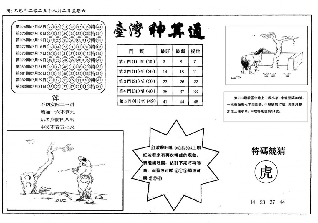 六合彩084期新潮汕台湾神算(黑白)