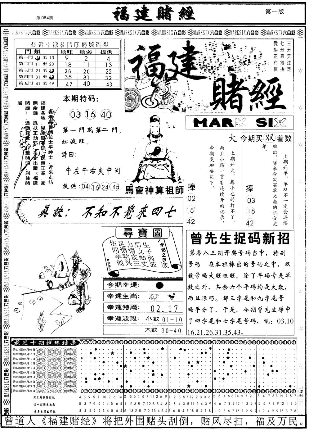 六合彩084期另福建赌经A(黑白)