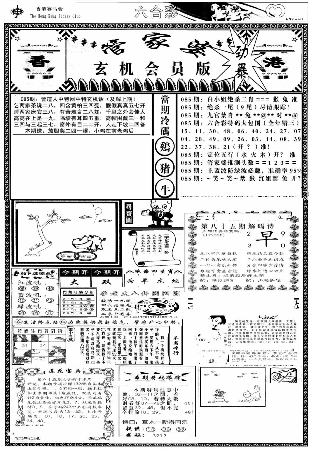 六合彩085期管家婆-玄机会员版(热)(黑白)
