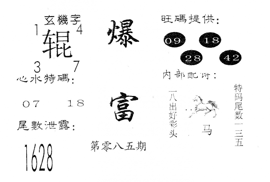 六合彩085期爆富(黑白)